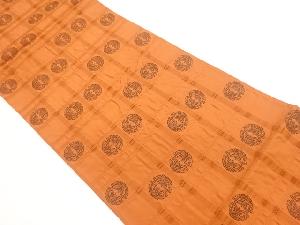 ふくれ織光悦垣に向かい蝶模様織出し袋帯